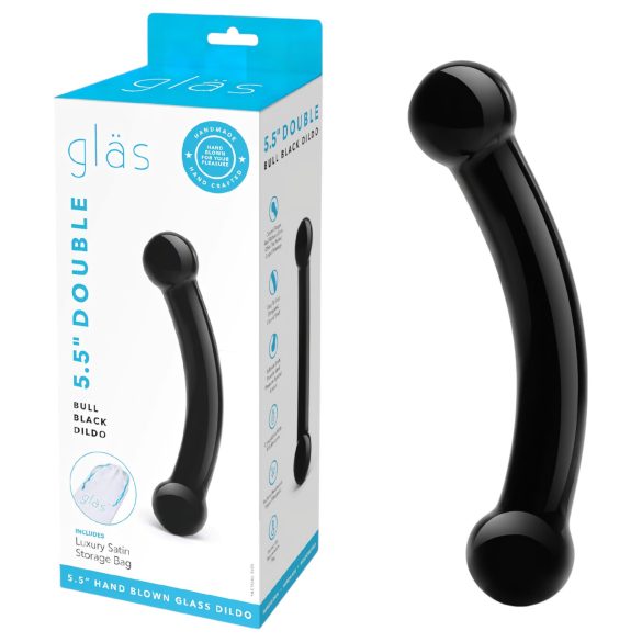 / GLAS - stikla dubultā dildo (melns)