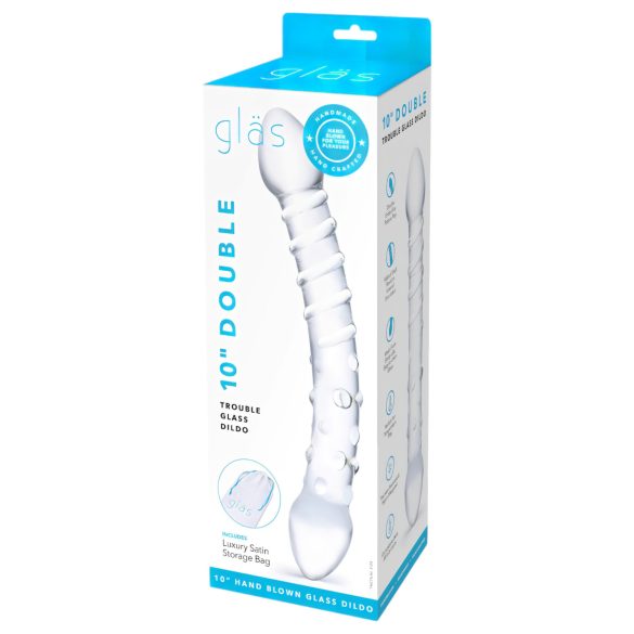 GLAS - stikla dubultais dildo (caurspīdīgs)