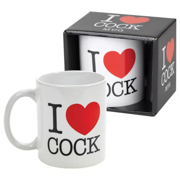 I Love Cock - krūze, erotiska dāvana (balta)