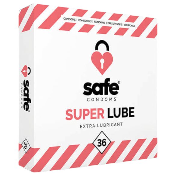 SAFE Super Lube - īpaši slidena prezervatīvi (36 gab.)