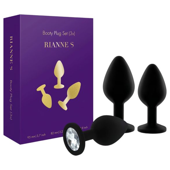 Rianne - 3 gab. silikona anālo aizbāžņu komplekts (melns)