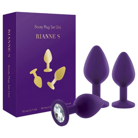 Rianne - 3 daļīga silikona anālo aizbāžņu komplekts (violets)
