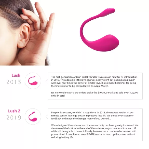 LOVENSE Lush 2 - viedā vibrooliņa (rozā)