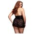BACI Plus Size mežģīņu babydoll ar kaklasaiti - melns (XL-XXL)