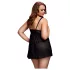 BACI plus size babydoll ar atvērtu priekšpusi, punktaina, melna (XL-XXL)