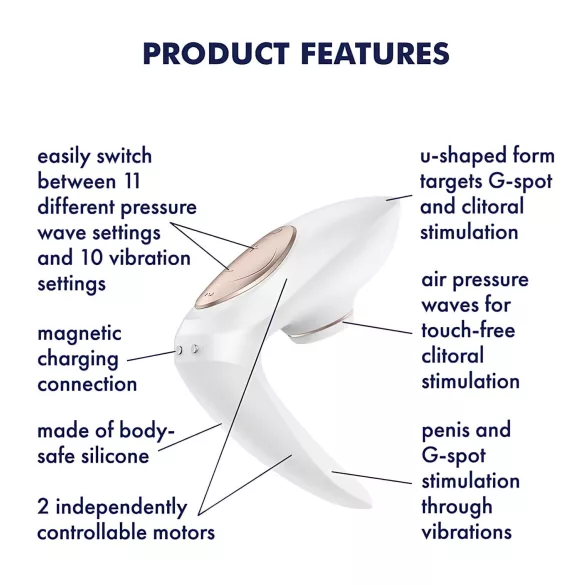Satisfyer Pro 4 Couples - uzlādējams gaisa viļņu pāru vibrators (balts)