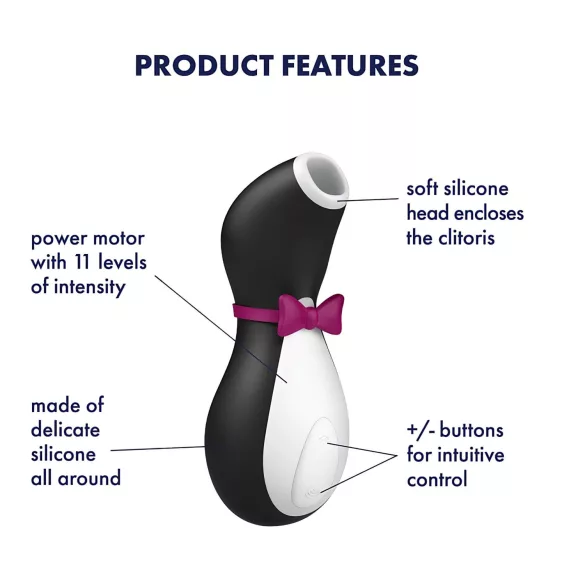 Satisfyer Penguin - klitora stimulators uzlādējams ūdensizturīgs melns balts