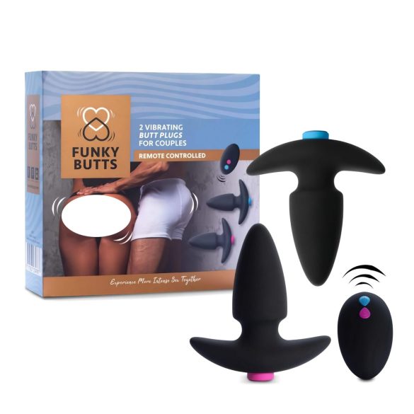 FEELZTOYS Funkybutts - bezvadu anālais vibrators komplekts (melns)