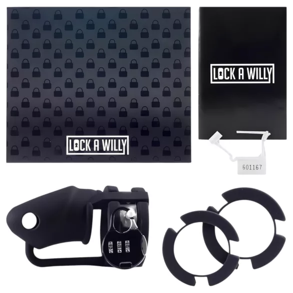 LOCK A WILLY - silikona dzimumlocekļa būris ar atslēgu melns