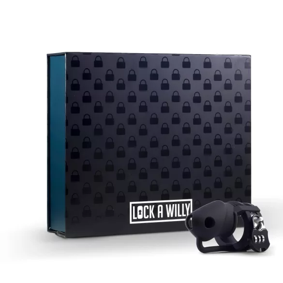 LOCK A WILLY - silikona dzimumlocekļa būris ar atslēgu melns