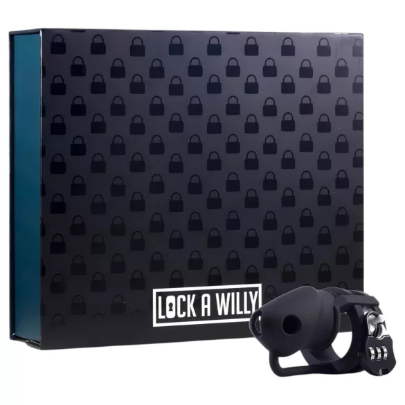 LOCK A WILLY - silikona dzimumlocekļa būris ar atslēgu melns