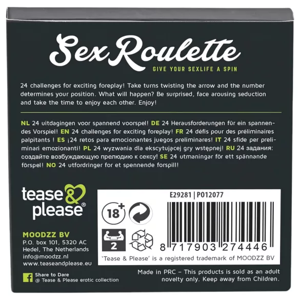 tease & please - Sex Roulette Foreplay - Rulete priekšspēles galda spēle pāriem