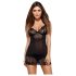 Obsessive Alluria - mežģīņu naktskrekls un stringi (melni) - L/XL