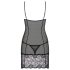 Obsessive Alluria - mežģīņu naktskrekls un stringi (melni) - L/XL