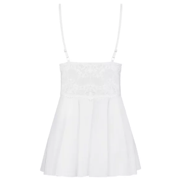 Obsessive babydoll ar stringbiksītēm baltā krāsā ar mežģīnēm - L/XL
