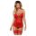 Obsessive Lovica - Mežģīņu zeķtura tops un stringbiksītes (sarkanas) - L/XL