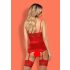 Obsessive Lovica - Mežģīņu zeķtura tops un stringbiksītes (sarkanas) - L/XL