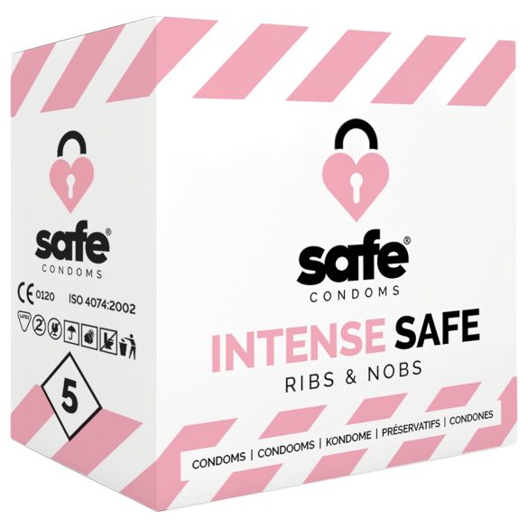 SAFE Intense Safe - rievots-punktots prezervatīvs (5 gab.)