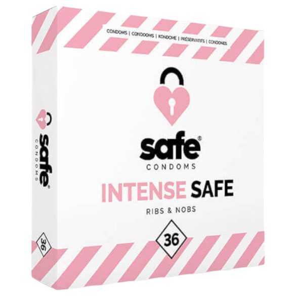 SAFE Intense Drošība - Rievots un punktots prezervatīvs (36 gab.)