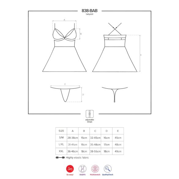 Obsessive babydoll komplekts caurspīdīgs mežģīņu melns