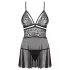 Obsessive babydoll komplekts caurspīdīgs mežģīņu melns - L/XL