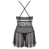 Obsessive babydoll komplekts caurspīdīgs mežģīņu melns - L/XL