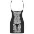 Obsessive Heartina - naktskrekls un siksnas biksītes (melns) - L/XL