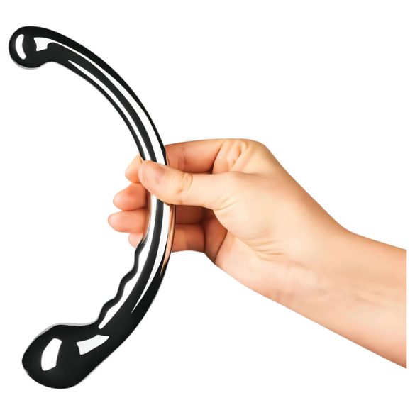 Le Wand - divpusējs dildo no nerūsējošā tērauda sudraba krāsā