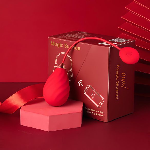 Magic Motion Sundae - vibrējošā olas rotaļlieta ar akumulatoru sarkana