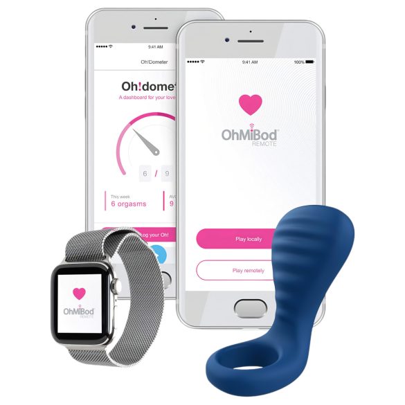 OHMIBOD Bluemotion Nex 3 - viedais, vibrējošais dzimumlocekļa gredzens (zils)
