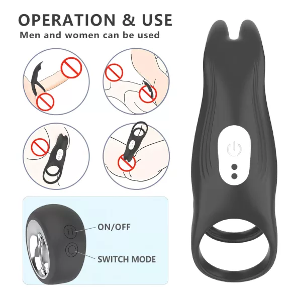 Aixiasia Hoody B - akumulatora vibrējošs penis gredzens melns