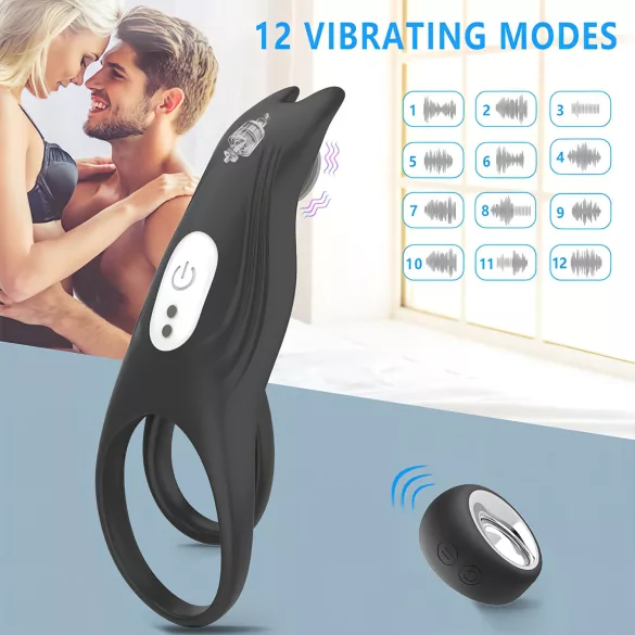 Aixiasia Hoody B - akumulatora vibrējošs penis gredzens melns
