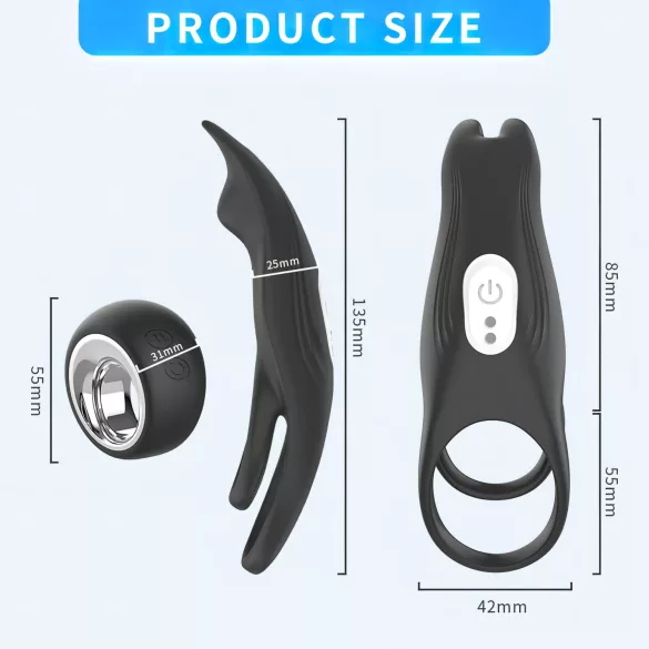 Aixiasia Hoody B - akumulatora vibrējošs penis gredzens melns