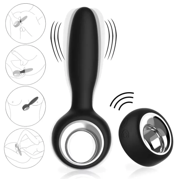 Aixiasia Dylon-Remote - anālais vibrators ar pulti, uzlādējams, melns
