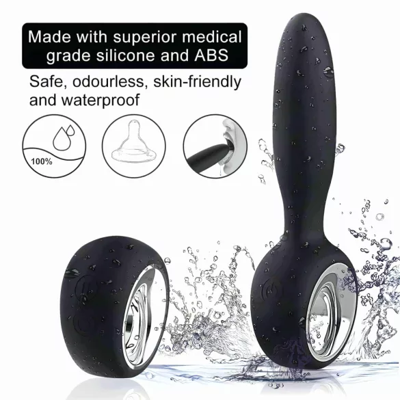 Aixiasia Dylon-Remote - anālais vibrators ar pulti, uzlādējams, melns