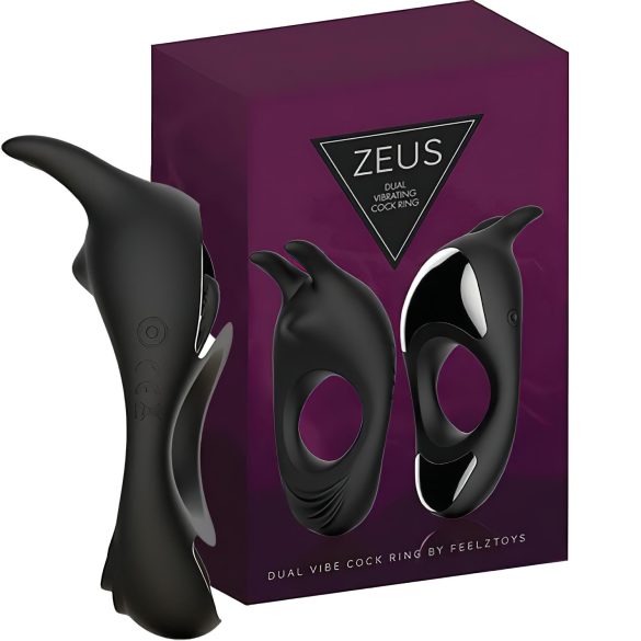 FEELZTOYS Zeus - uzlādējams, vibrējošs dzimumlocekļa gredzens (melns)