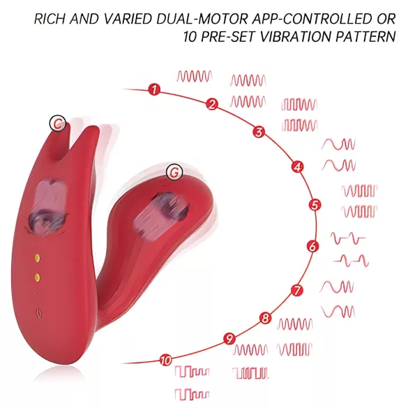 Magic Motion Umi - valkājams, ar lietotni vadāms ievietojams vibrators (sarkans)