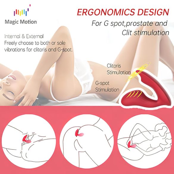 Magic Motion Umi - gudra, uzlādējama, piestiprināma vibrators (sarkans)