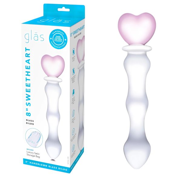 GLAS - sirds formas stikla dildo (caurspīdīgs)