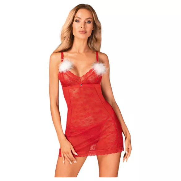 Obsessive Claussica - sarkans babydolls & stringbiksītes - XL/XXL