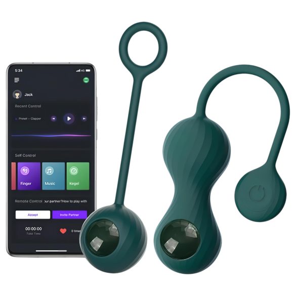 Magic Motion Crystal Duo - kegel bumbiņu komplekts ar aplikāciju zaļš