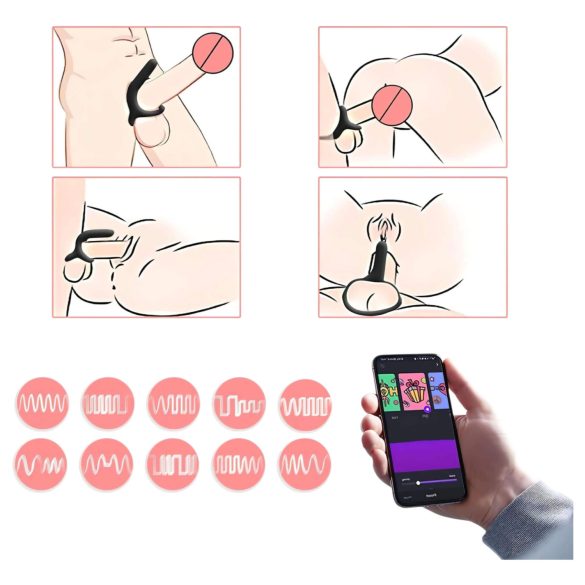 Magic Motion Rise - viedais vibrējošais akumulatora erekcijas gredzens melns