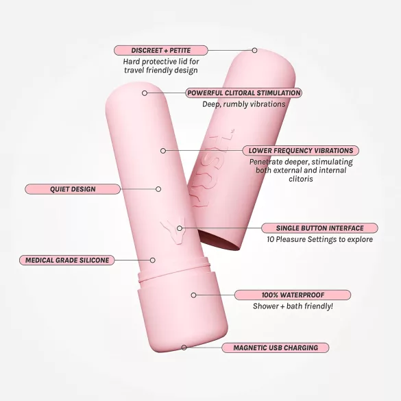 Vush Pop Gloss - mini vibrators akumulators ūdensizturīgs rozā