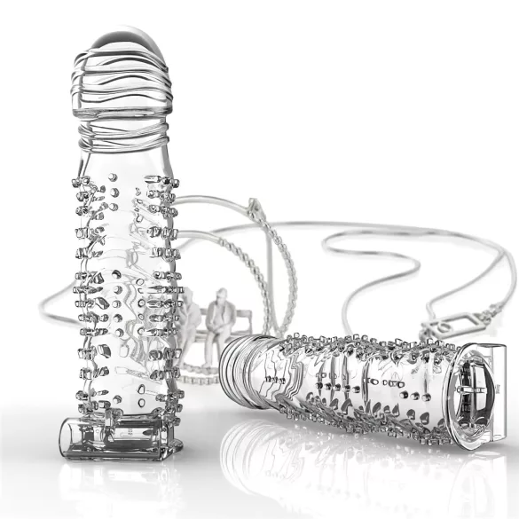 Lonely - vibrējošs dzeloņains prezervatīvs uzliekams caurspīdīgs